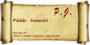 Pádár Juvenál névjegykártya